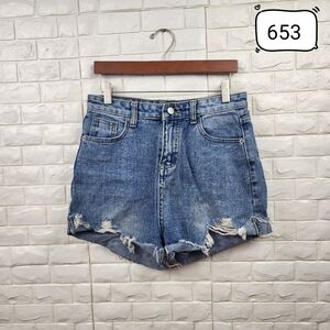 medium high waist jean shorts